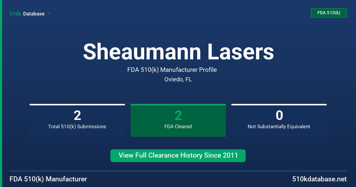 Sheaumann Lasers FDA 510(k) Manufacturer Profile