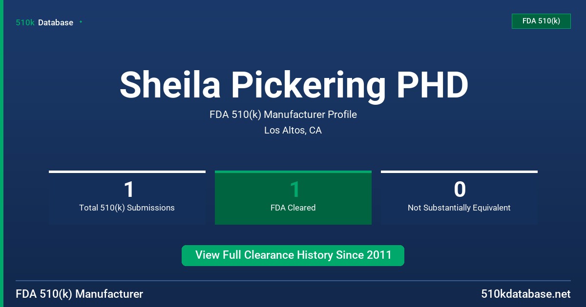 Sheila Pickering PHD FDA 510(k) Manufacturer Profile