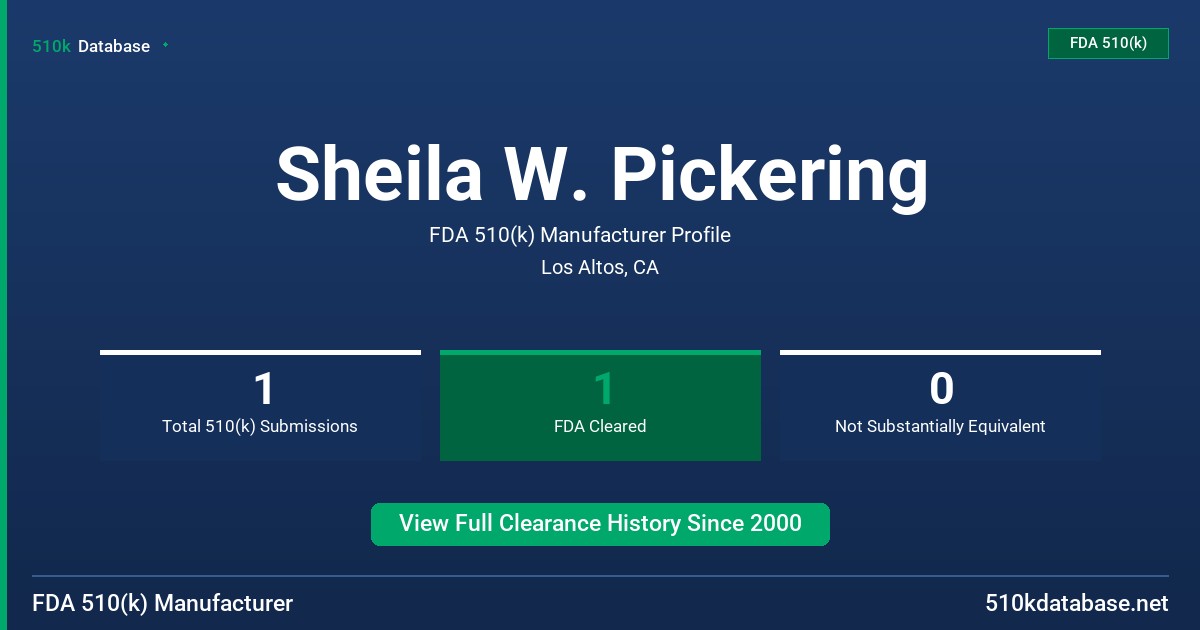 Sheila W. Pickering FDA 510(k) Manufacturer Profile