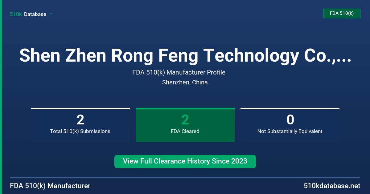 Shen Zhen Rong Feng Technology Co., Ltd. FDA 510(k) Manufacturer Profile