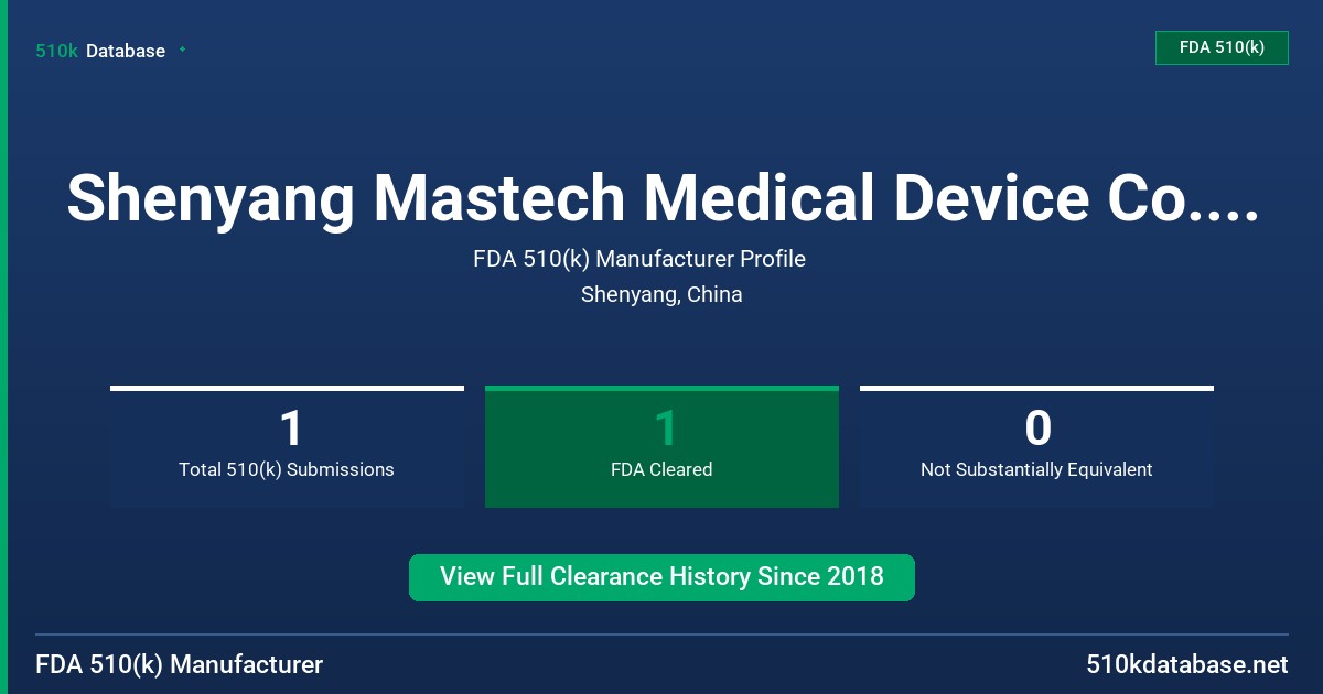 Shenyang Mastech Medical Device Co., Ltd. FDA 510(k) Manufacturer Profile