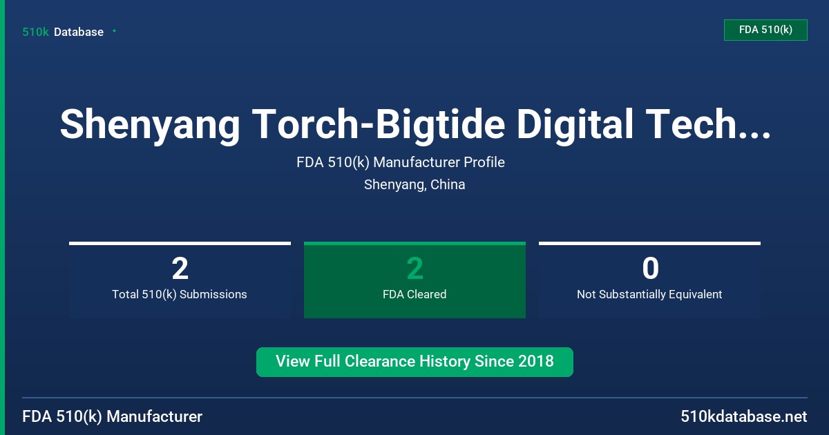 Shenyang Torch-Bigtide Digital Technology Co., Ltd. FDA 510(k) Manufacturer Profile