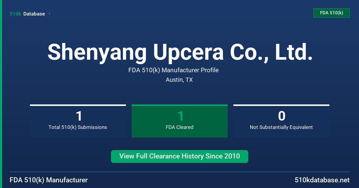 Shenyang Upcera Co., Ltd. FDA 510(k) Manufacturer Profile
