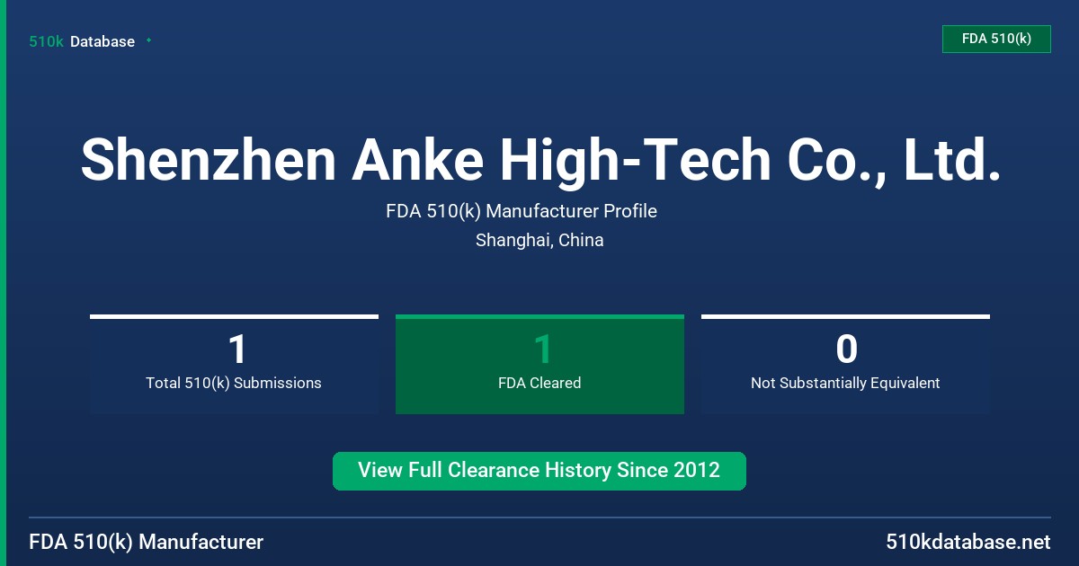 Shenzhen Anke High-Tech Co., Ltd. FDA 510(k) Manufacturer Profile
