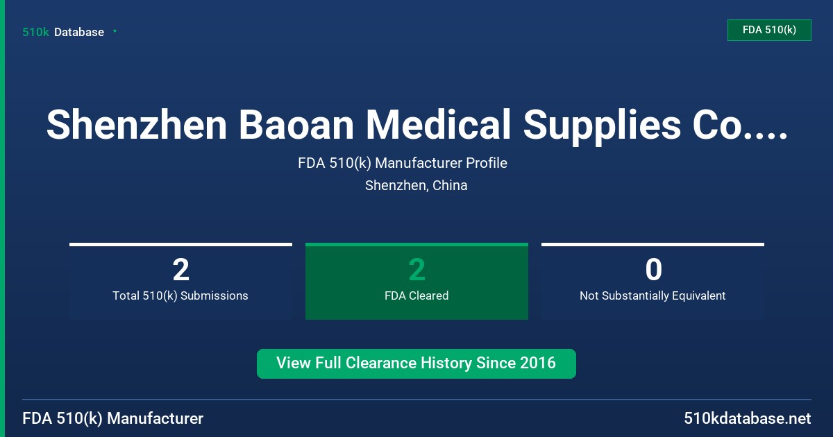 Shenzhen Baoan Medical Supplies Co., Ltd. FDA 510(k) Manufacturer Profile