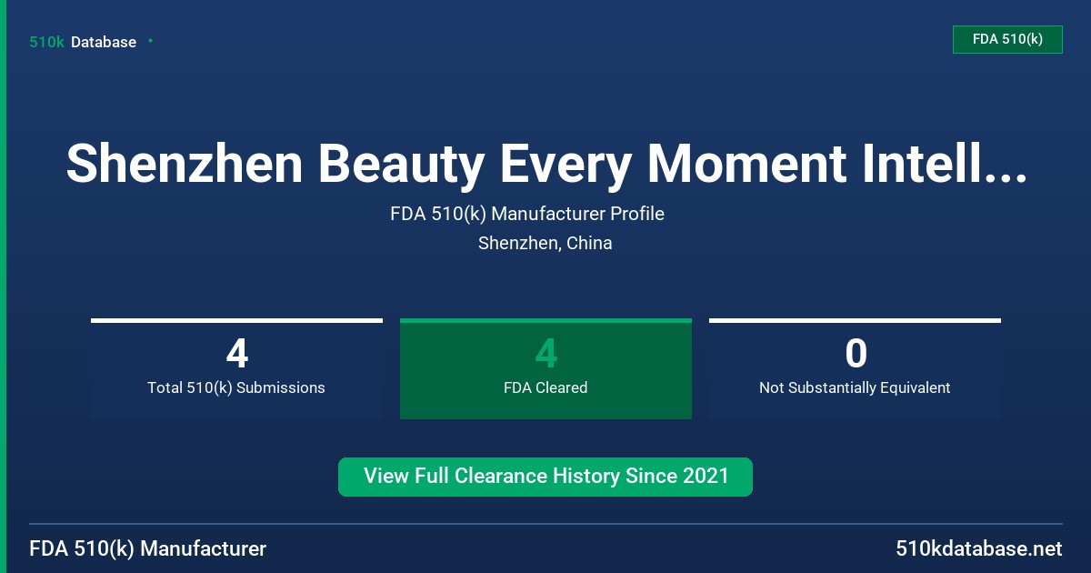 Shenzhen Beauty Every Moment Intelligent Electric Co., Ltd. FDA 510(k) Manufacturer Profile