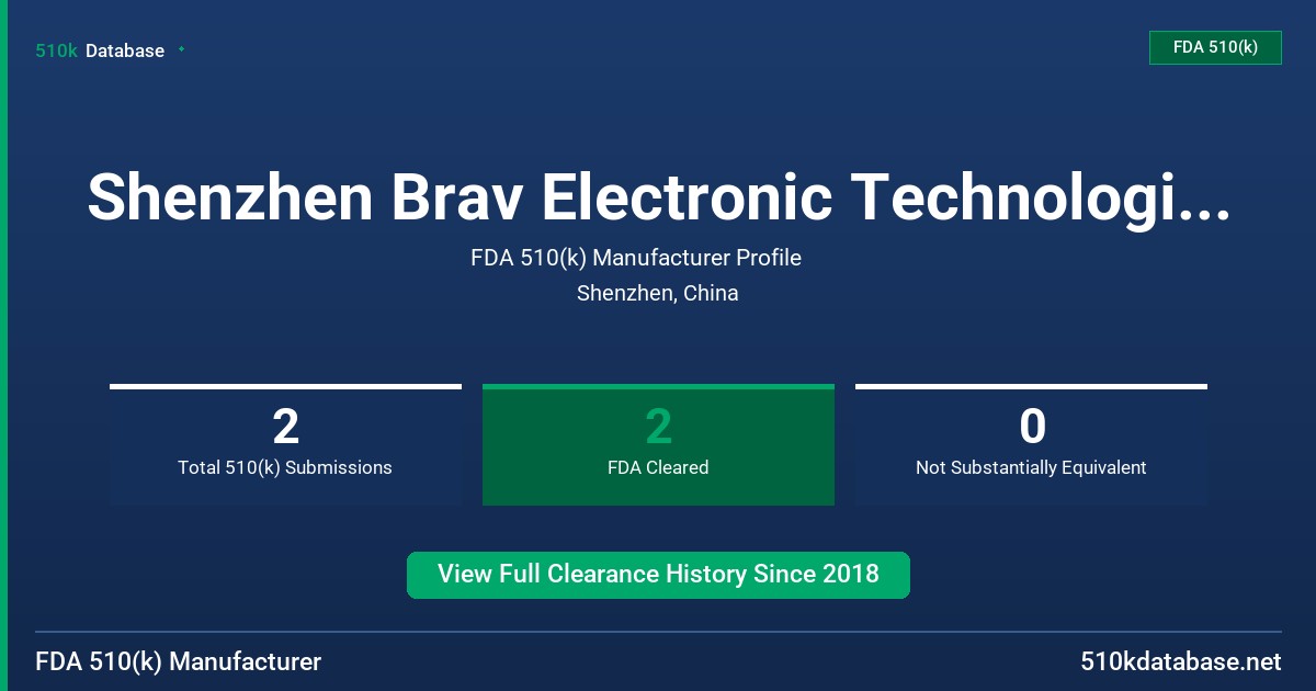 Shenzhen Brav Electronic Technologies Co., Ltd. FDA 510(k) Manufacturer Profile