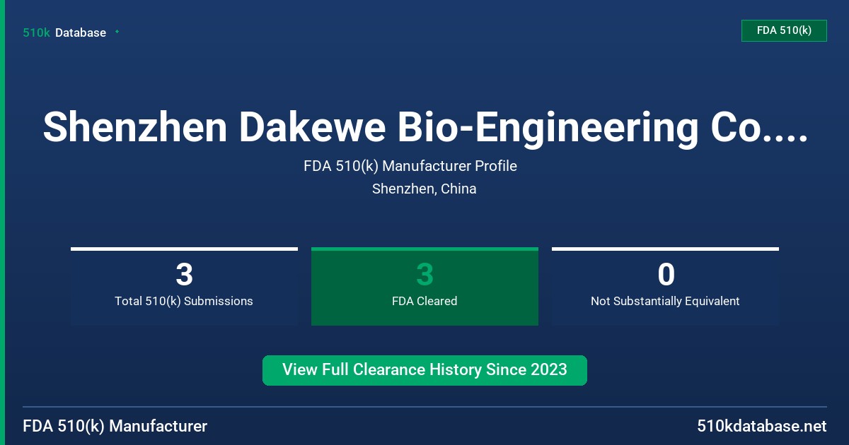 Shenzhen Dakewe Bio-Engineering Co., Ltd. FDA 510(k) Manufacturer Profile
