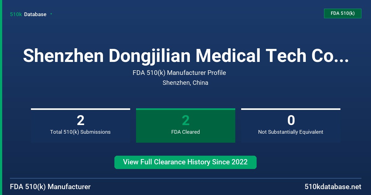 Shenzhen Dongjilian Medical Tech Co., Ltd. FDA 510(k) Manufacturer Profile