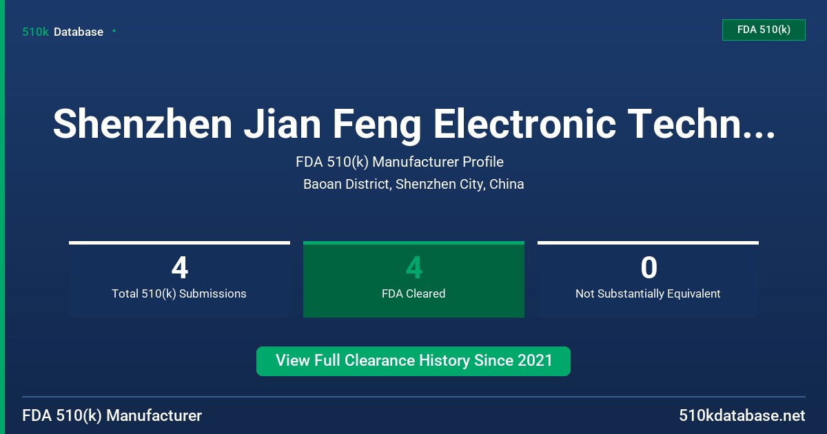Shenzhen Jian Feng Electronic Technology Co., Ltd. FDA 510(k) Manufacturer Profile