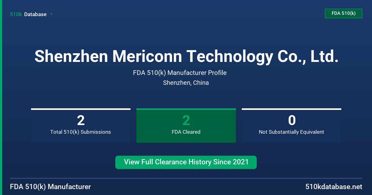 Shenzhen Mericonn Technology Co., Ltd. FDA 510(k) Manufacturer Profile