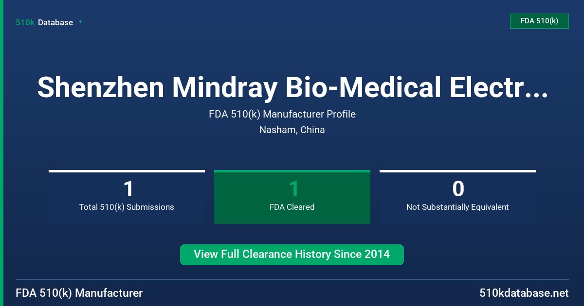 Shenzhen Mindray Bio-Medical Electronics Co. FDA 510(k) Manufacturer Profile