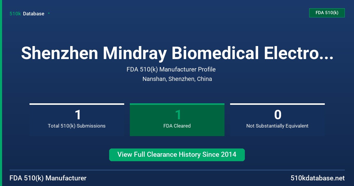 Shenzhen Mindray Biomedical Electronics Co., Ltd. FDA 510(k) Manufacturer Profile