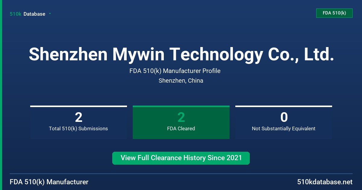 Shenzhen Mywin Technology Co., Ltd. FDA 510(k) Manufacturer Profile
