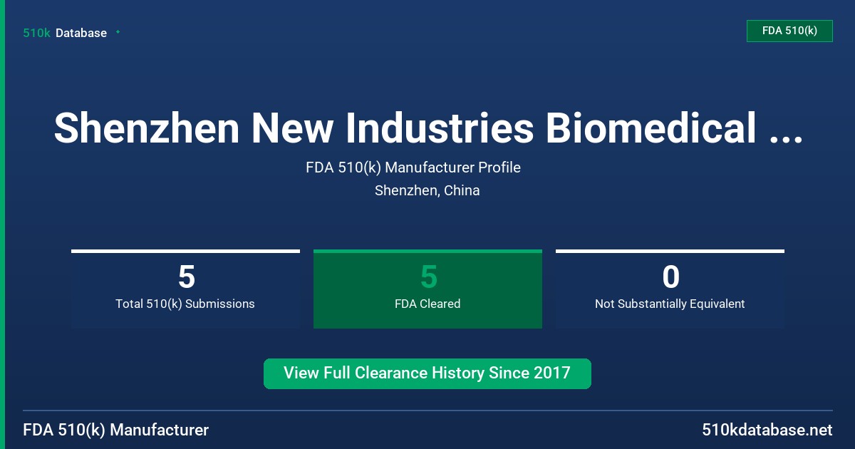 Shenzhen New Industries Biomedical Engineering Co., Ltd. FDA 510(k) Manufacturer Profile