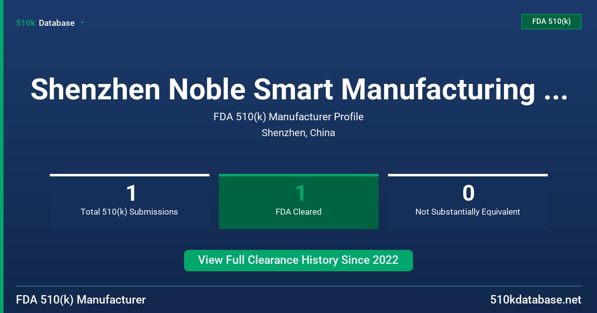 Shenzhen Noble Smart Manufacturing Tech Co., Ltd. FDA 510(k) Manufacturer Profile