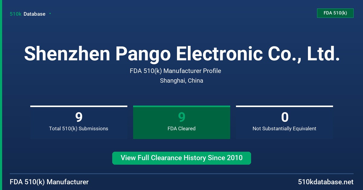 Shenzhen Pango Electronic Co., Ltd. FDA 510(k) Manufacturer Profile