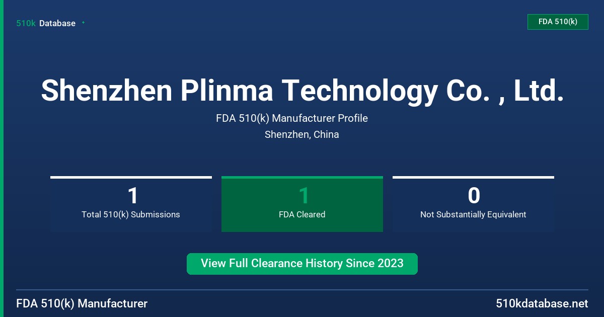 Shenzhen Plinma Technology Co. , Ltd. FDA 510(k) Manufacturer Profile
