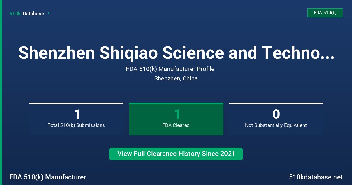 Shenzhen Shiqiao Science and Technology Co., Ltd. FDA 510(k) Manufacturer Profile