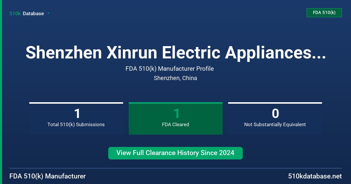 Shenzhen Xinrun Electric Appliances Co, Ltd. FDA 510(k) Manufacturer Profile