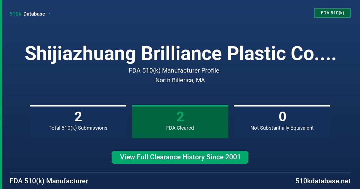 Shijiazhuang Brilliance Plastic Co., Ltd. FDA 510(k) Manufacturer Profile