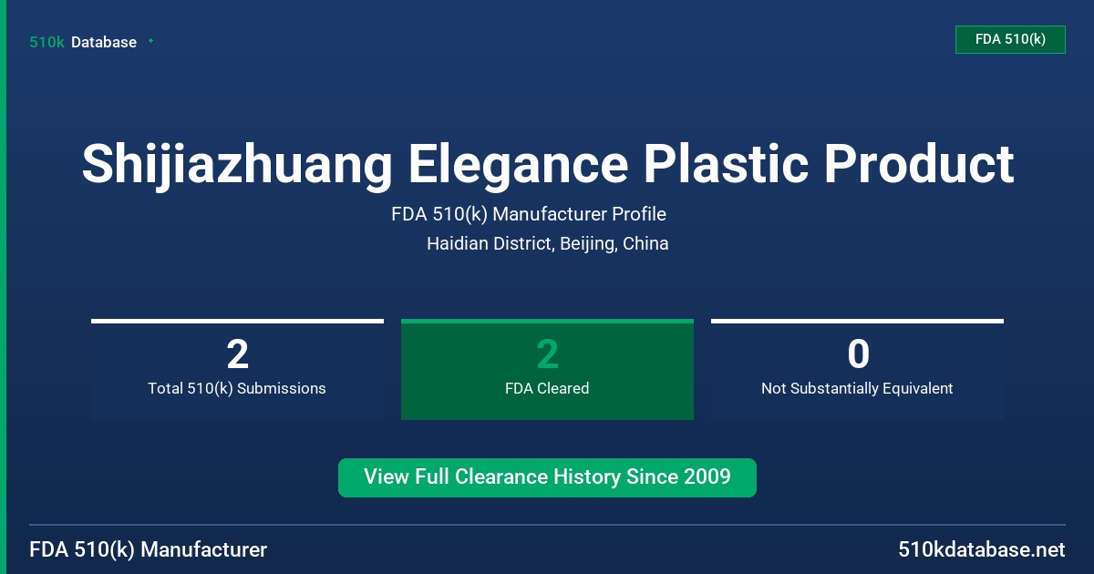Shijiazhuang Elegance Plastic Product FDA 510(k) Manufacturer Profile