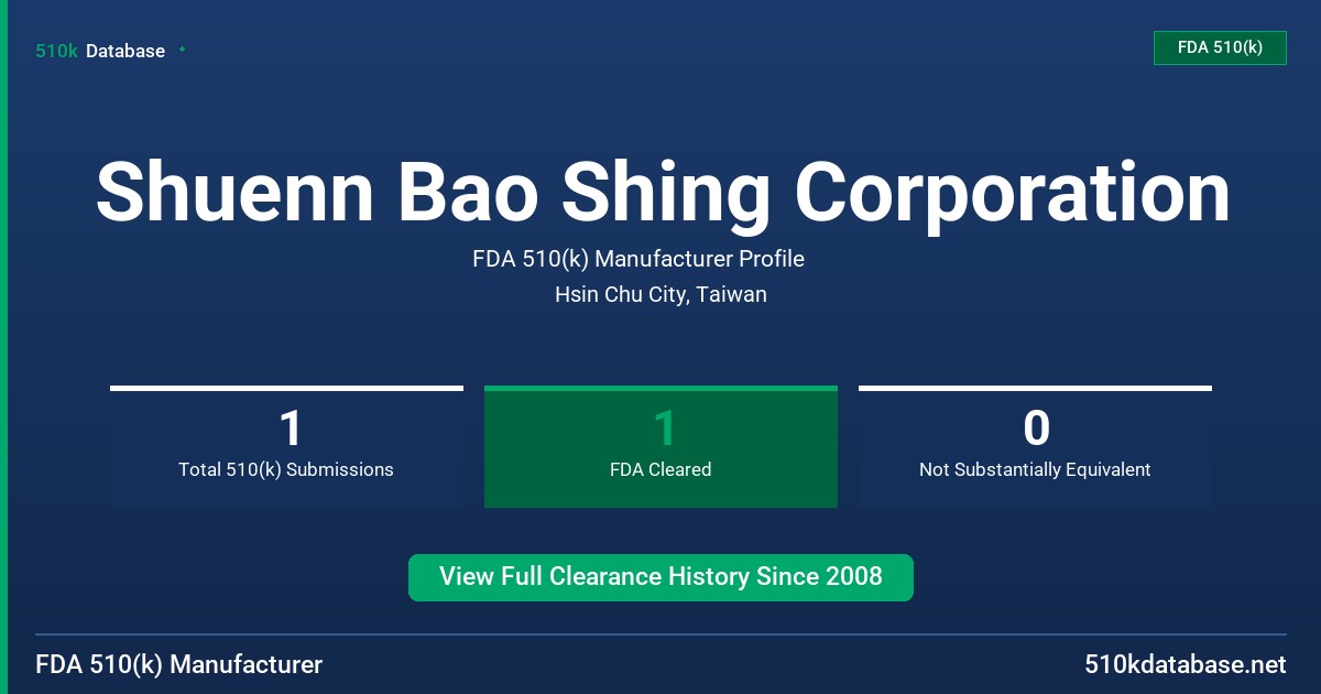 Shuenn Bao Shing Corporation FDA 510(k) Manufacturer Profile
