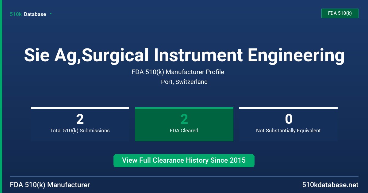 Sie Ag,Surgical Instrument Engineering FDA 510(k) Manufacturer Profile
