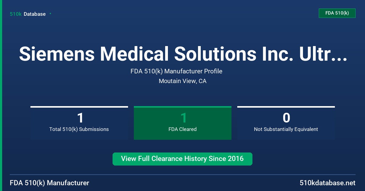 Siemens Medical Solutions Inc. Ultrasound Group FDA 510(k) Manufacturer Profile