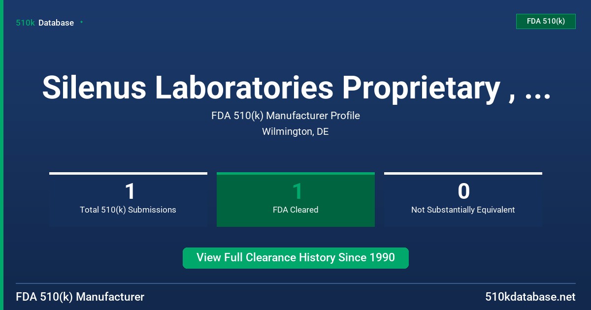 Silenus Laboratories Proprietary , Ltd. FDA 510(k) Manufacturer Profile