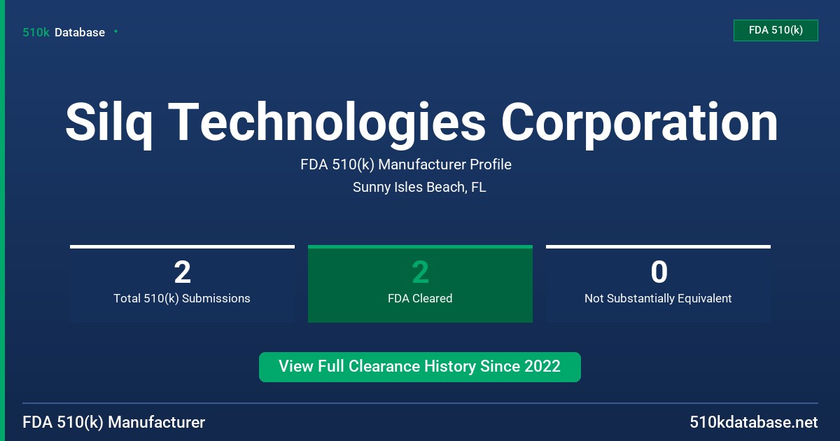 Silq Technologies Corporation FDA 510(k) Manufacturer Profile