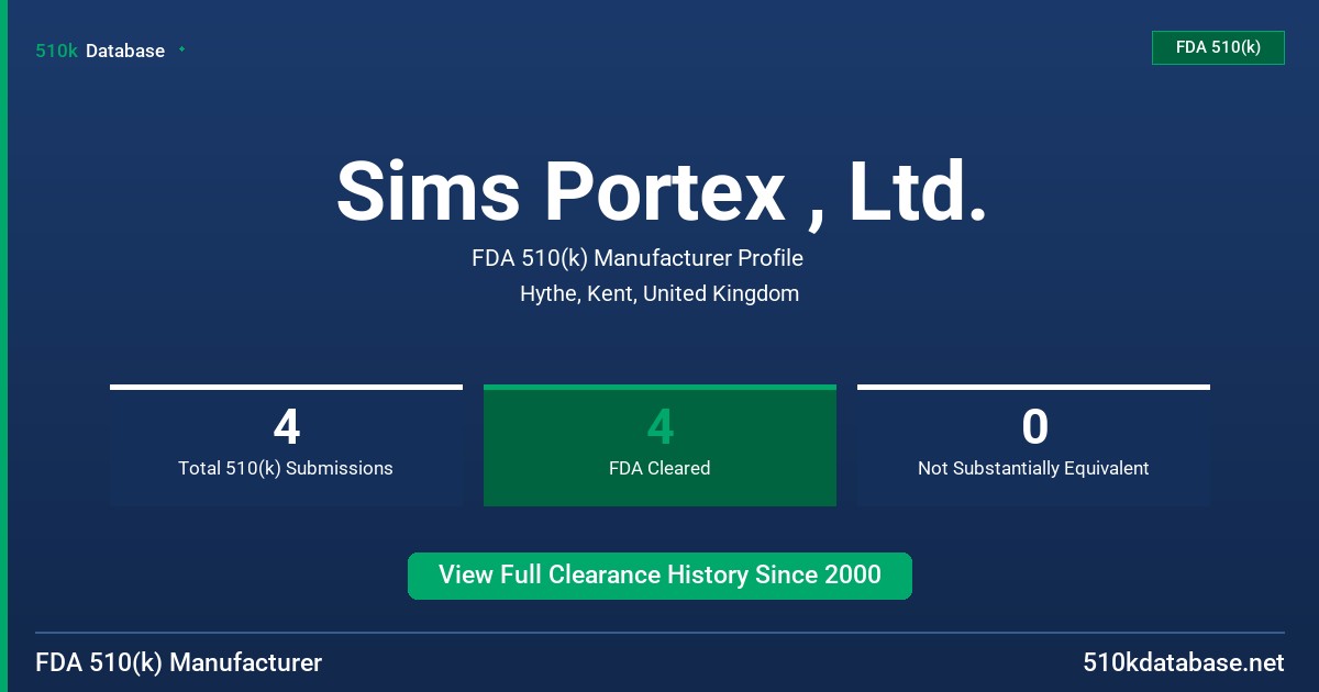Sims Portex , Ltd. FDA 510(k) Manufacturer Profile
