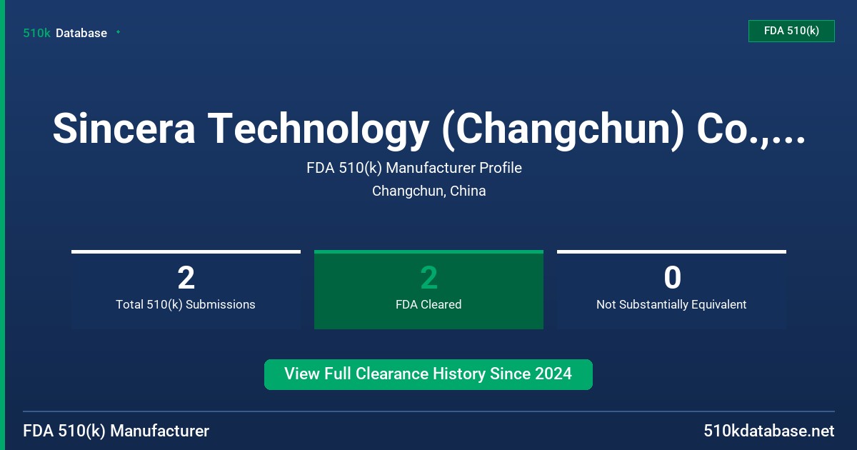 Sincera Technology (Changchun) Co., Ltd. FDA 510(k) Manufacturer Profile