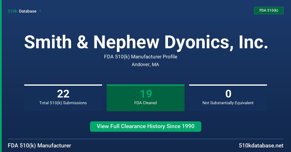 Smith & Nephew Dyonics, Inc. FDA 510(k) Manufacturer Profile