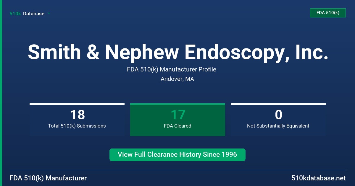 Smith & Nephew Endoscopy, Inc. FDA 510(k) Manufacturer Profile