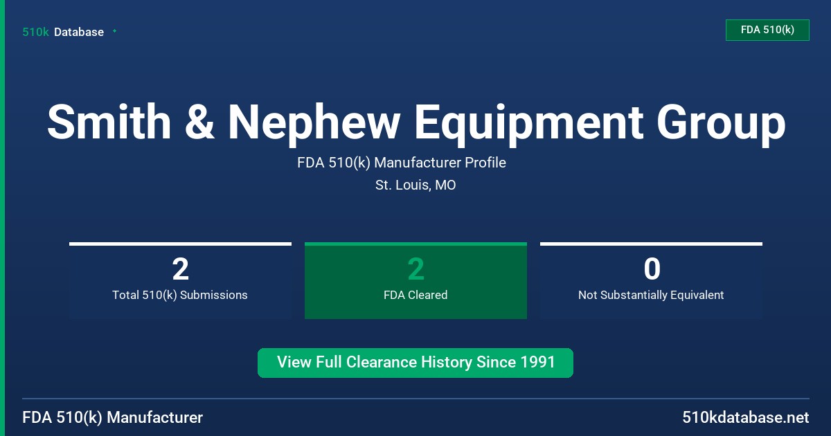 Smith & Nephew Equipment Group FDA 510(k) Manufacturer Profile
