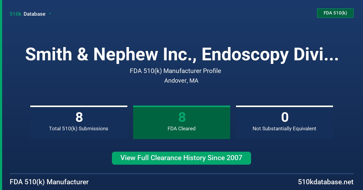 Smith & Nephew Inc., Endoscopy Division FDA 510(k) Manufacturer Profile
