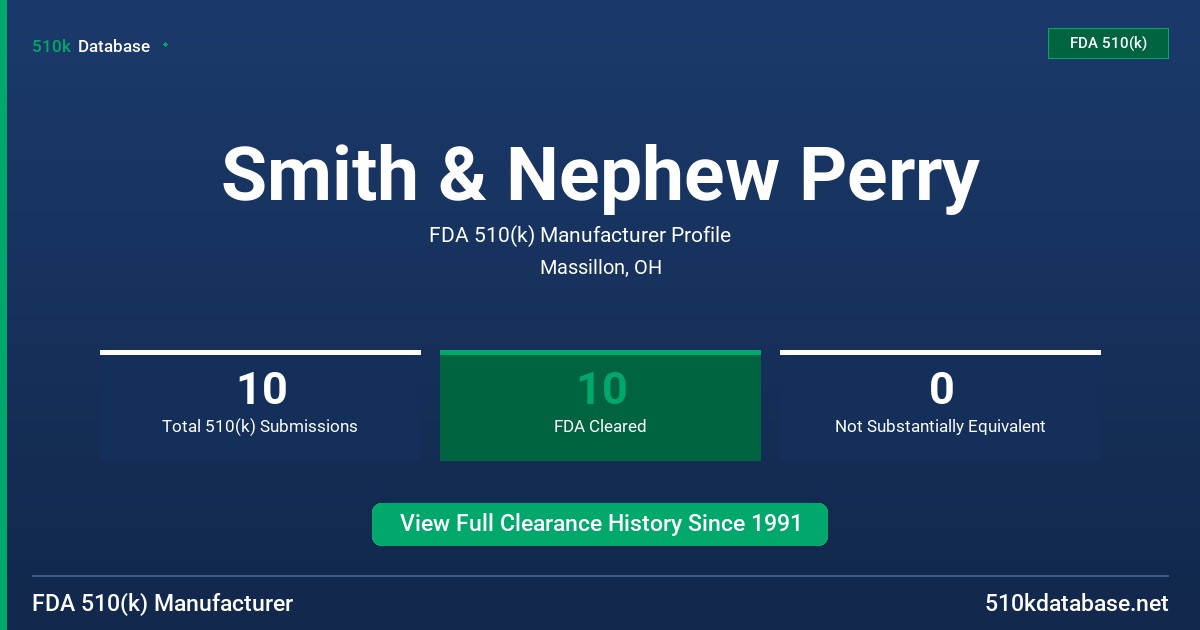 Smith & Nephew Perry FDA 510(k) Manufacturer Profile