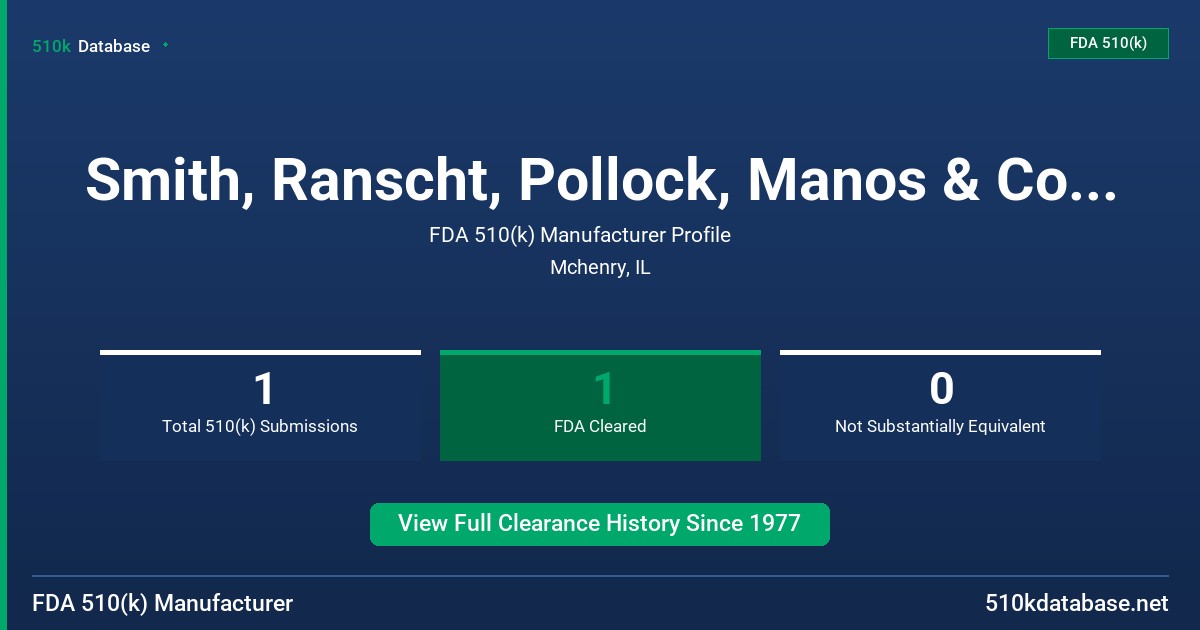 Smith, Ranscht, Pollock, Manos & Connor FDA 510(k) Manufacturer Profile
