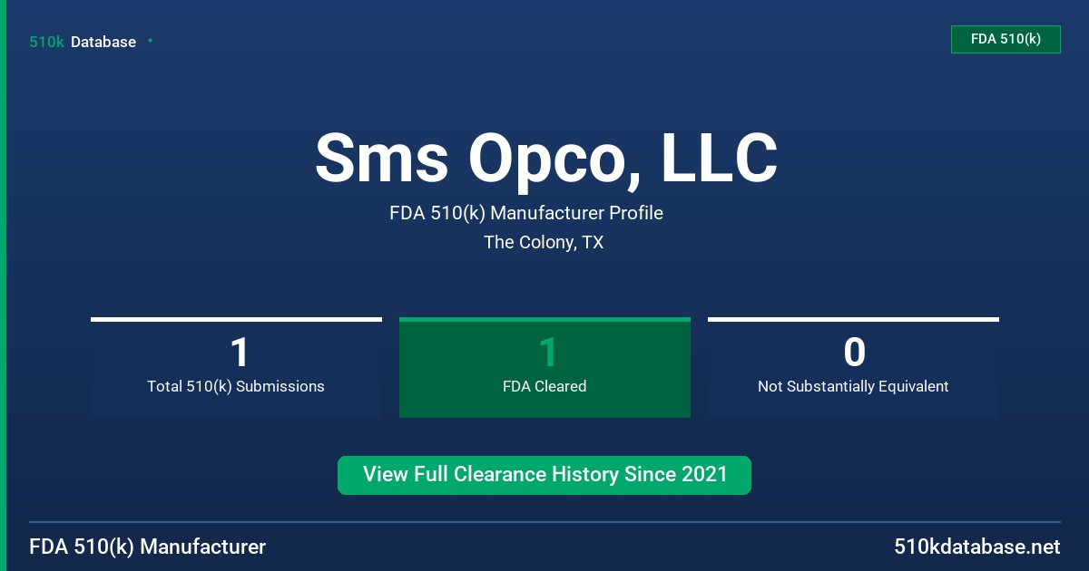 Sms Opco, LLC FDA 510(k) Manufacturer Profile