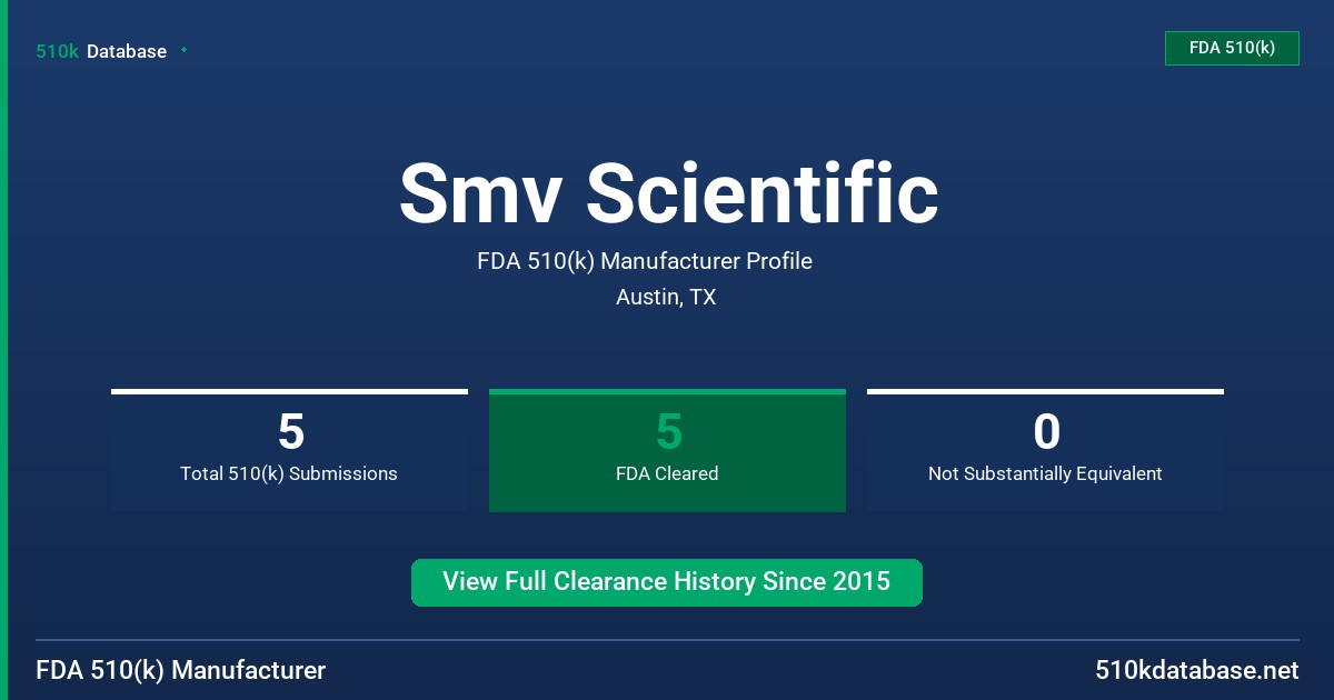 Smv Scientific FDA 510(k) Manufacturer Profile