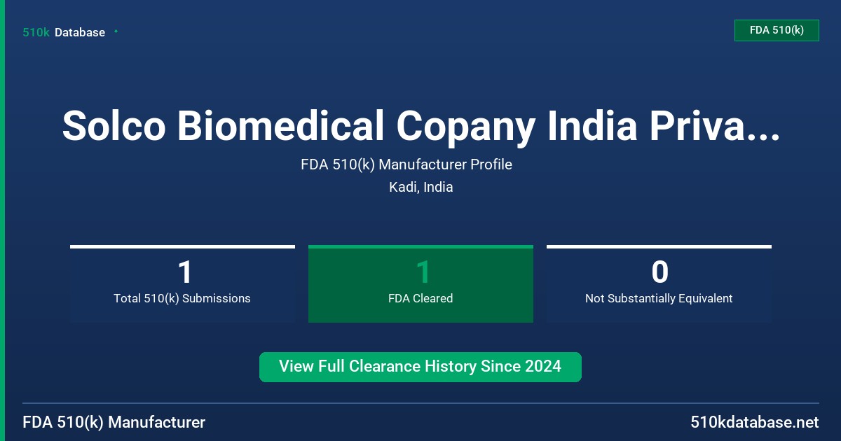 Solco Biomedical Copany India Private Limited FDA 510(k) Manufacturer Profile