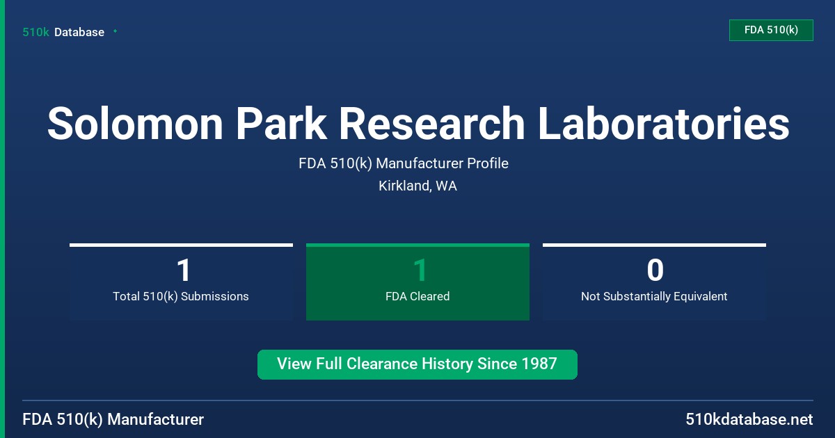 Solomon Park Research Laboratories FDA 510(k) Manufacturer Profile