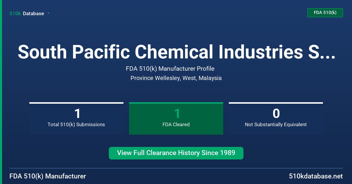 South Pacific Chemical Industries Sdn Bhd FDA 510(k) Manufacturer Profile