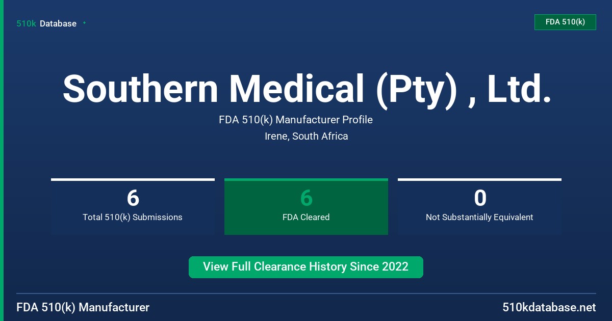 Southern Medical (Pty) , Ltd. FDA 510(k) Manufacturer Profile