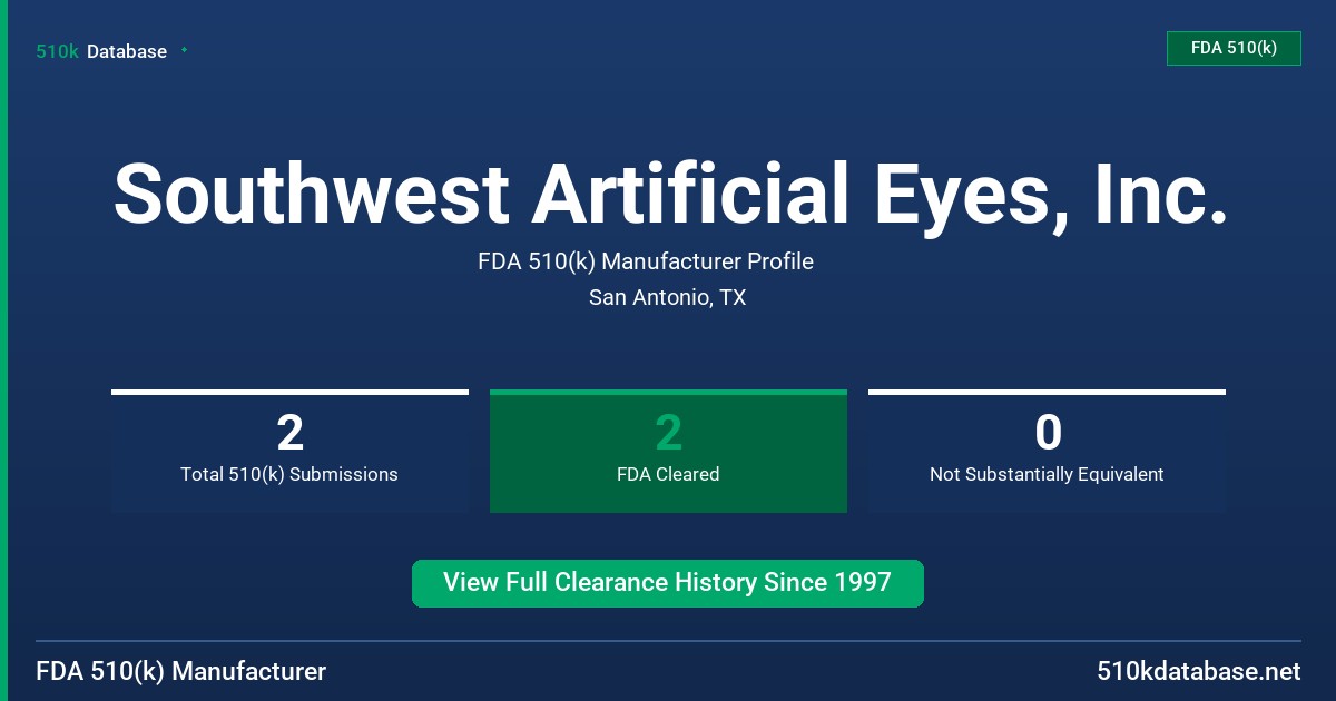 Southwest Artificial Eyes, Inc. FDA 510(k) Manufacturer Profile