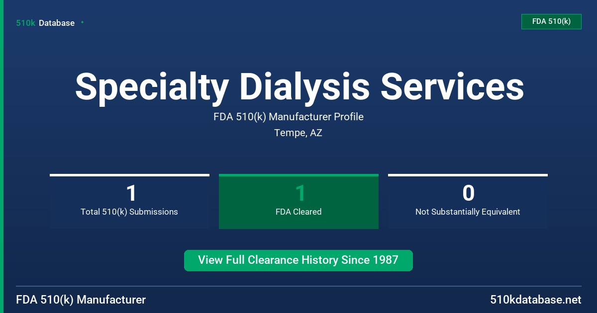 Specialty Dialysis Services FDA 510(k) Manufacturer Profile