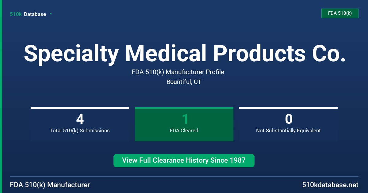 Specialty Medical Products Co. FDA 510(k) Manufacturer Profile