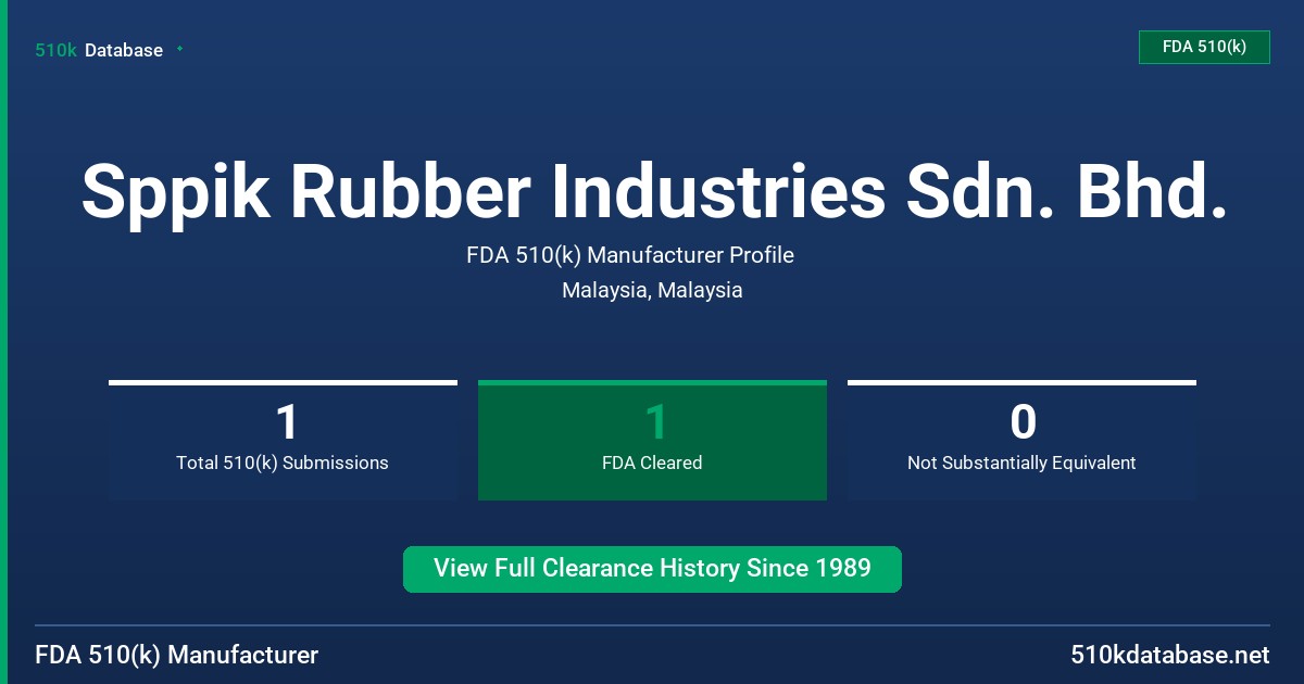 Sppik Rubber Industries Sdn. Bhd. FDA 510(k) Manufacturer Profile