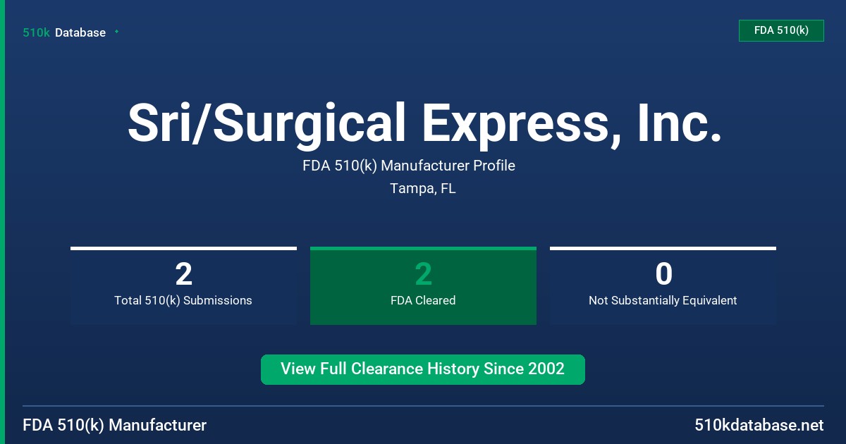 Sri/Surgical Express, Inc. FDA 510(k) Manufacturer Profile